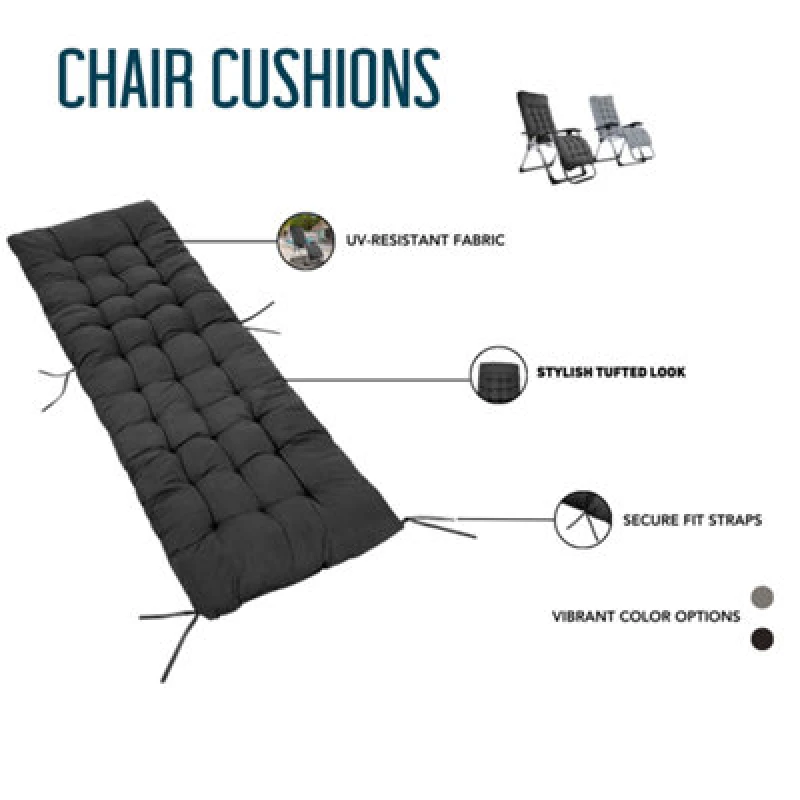 Image of Smart Living Outdoor Seat Cushion With Thick Padding For Maximum Comfort And Support - Black - 168Cm X 50Cm