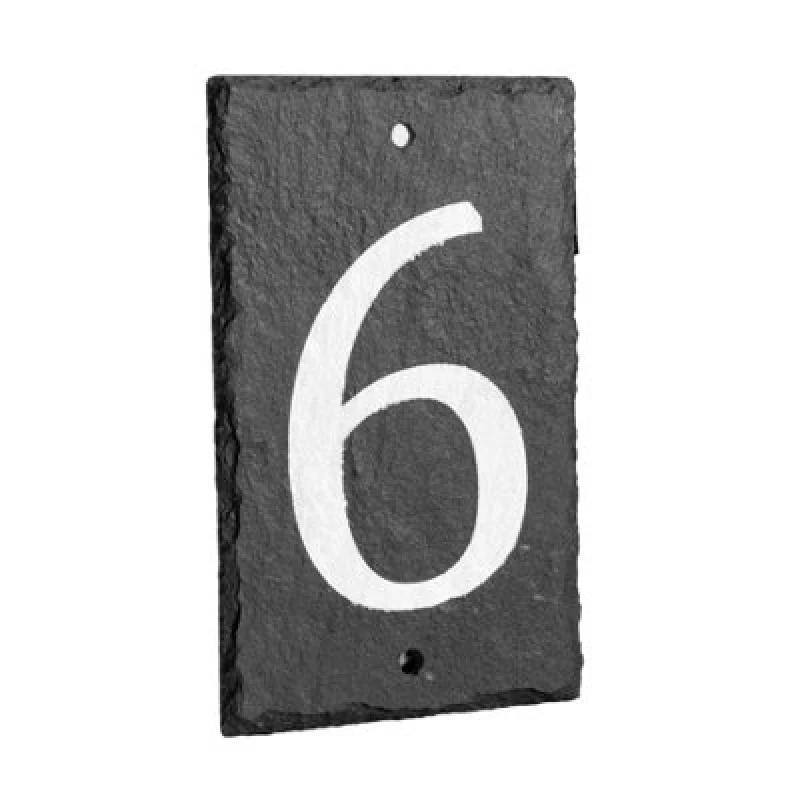 Image of Nicola Spring Slate House Sign - 9 X 14.5Cm - Number 6