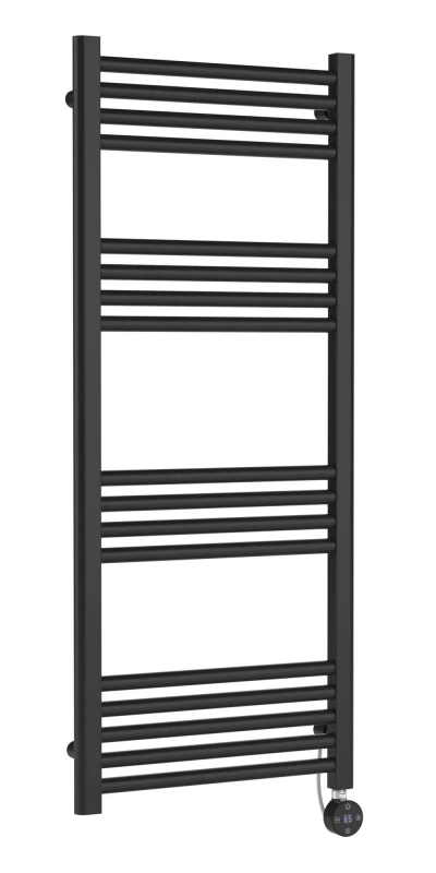 Image of Balterley Electric Round Tube Towel Rail with 17 Bars, 1200 x 500mm - Anthracite in Grey Grey Unisex