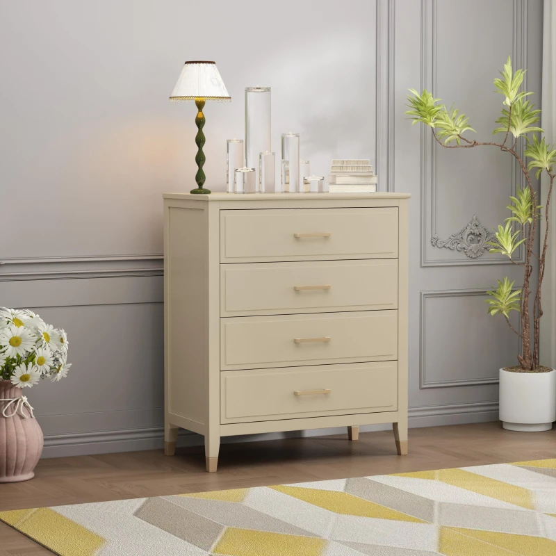Image of Cabinet Bits Palazzi 4 Drawer Chest of Drawers in Beige Beige Unisex