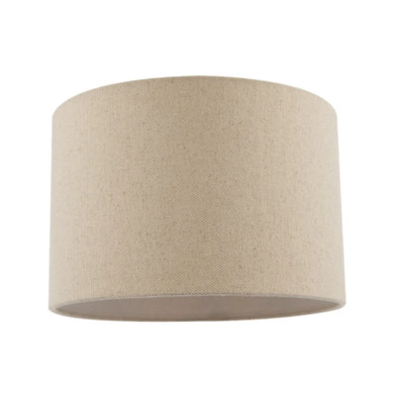 Image of Happy Homewares Light Taupe Oatmeal Linen Fabric Drum Lamp Shade With Cotton Lining