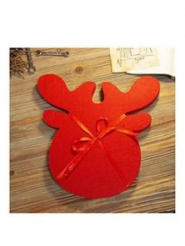 Image of Set Of 4 Red Felt Reindeer Shaped Placemats