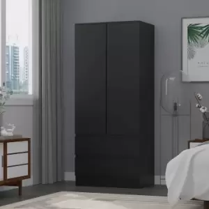 Image of FWStyle Matt Black Modern 2 Door 2 Drawer Combination Wardrobe