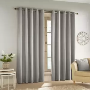 Image of Enhancedliving - Enhanced Living Savoy Chenille Textured Blackout Eyelet Curtains, Grey, 46 x 54 Inch