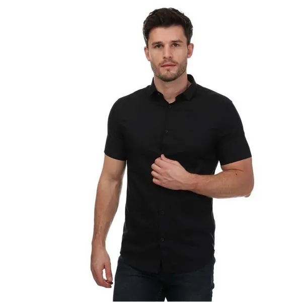 Image of Armani Short Sleeve Shirt Plain Shirt - Short Sleeve S Blue 30538918350