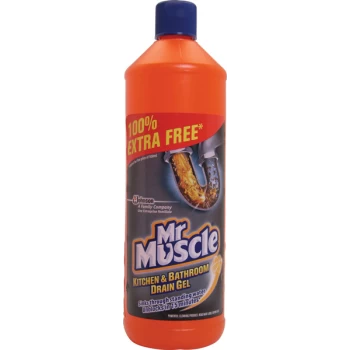 Image of Mr Muscle Kitchen & Bathroom Drain Gel 500ml PLUS 100% Extra Free