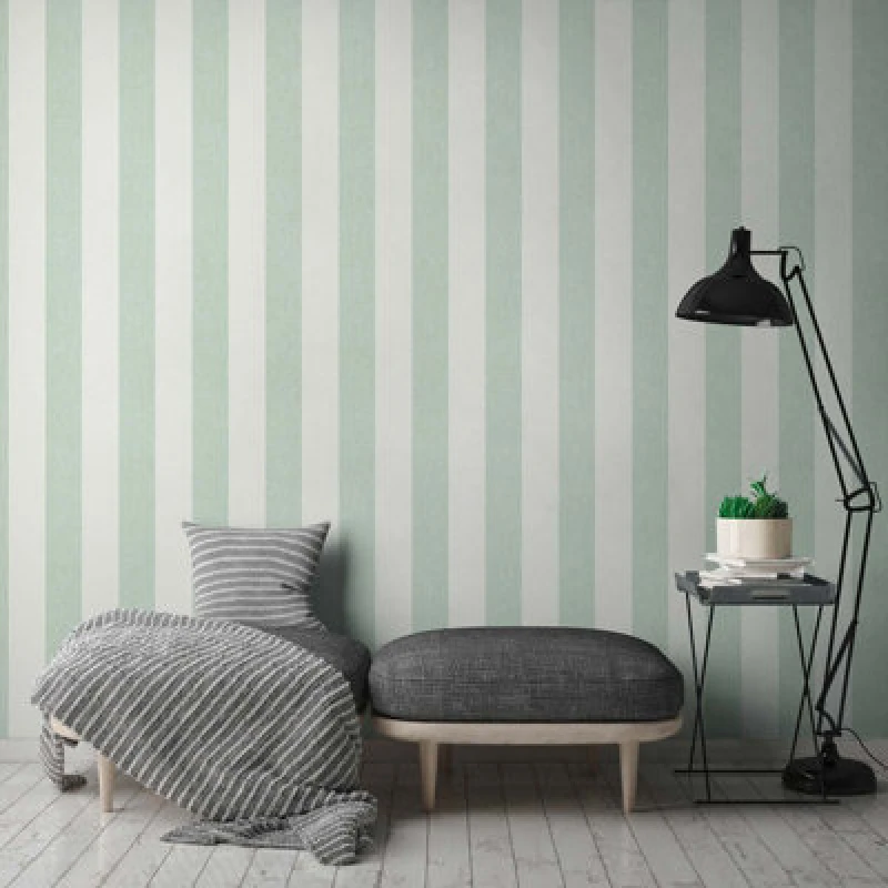 Image of As Creation Bricoflor Non-Woven Wallpaper, Striped Wallpaper In Green - 10,05 X 0,53 M