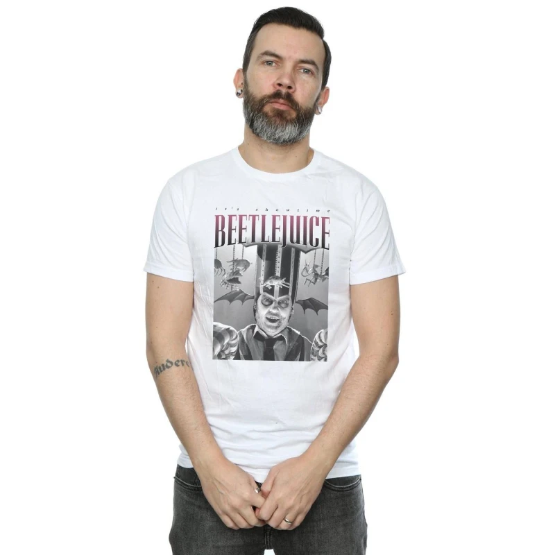Image of Beetlejuice Beetlejuice Men Circus Homage T-Shirt in White Size: Small White S Male 5057972557181
