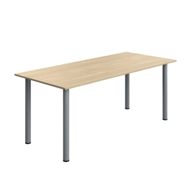 Image of Serrion Pole Leg Rectangular Table 1800x800x730mm Oak/Silver KF800261