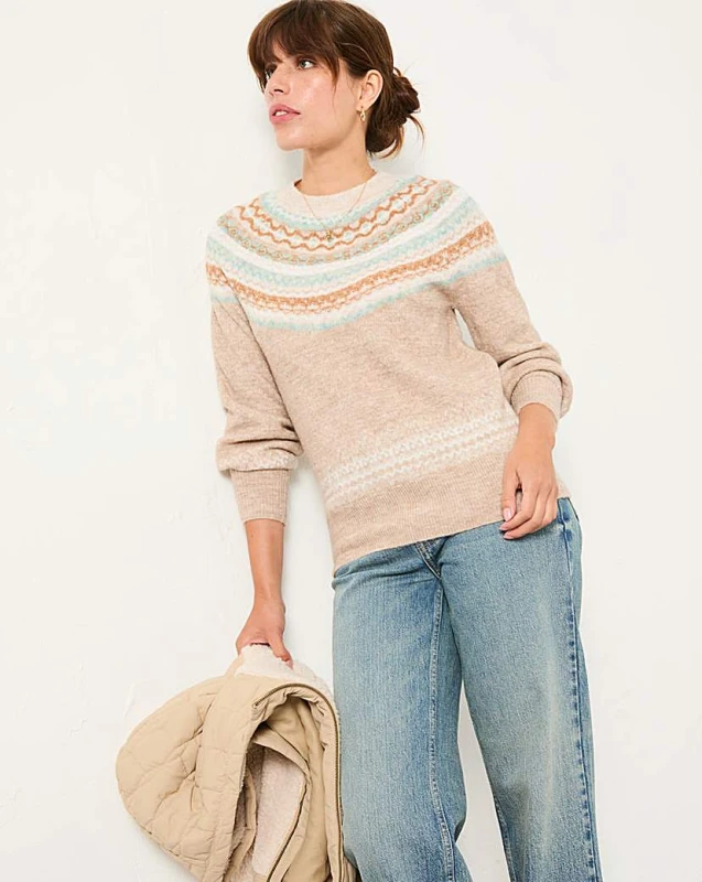 Image of FatFace FatFace Maple Fairisle Jumper Natural - FatFace - Size: 20 Natural Female 20 GQ38406