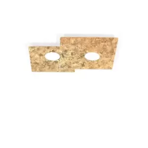 Image of Square Lifestyle Metal Surface Mounted Ceiling Light - Vintage Gold Finish, 2x GX53