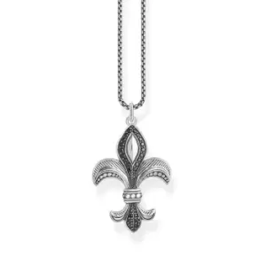 Image of THOMAS SABO Rebel Silver Black CZ Fleur de Lis Necklace