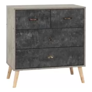 Image of Seconique Nordic 2+2 Drawer Chest - Grey/Charcoal Concrete Effect