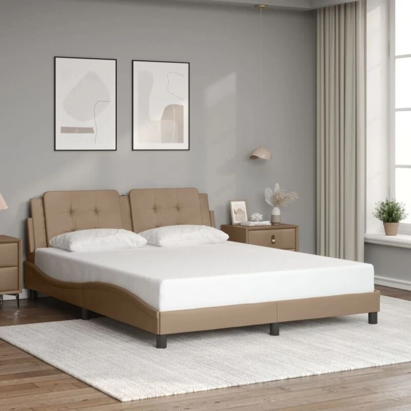 Image of VIDAXL Vidaxl - Bed Frame without Mattress 'Zadar' Cappuccino 160x200cm Faux Leather 3208195