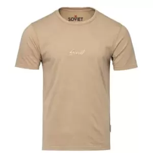 Image of Soviet Dye Embroidered T Shirt - Beige