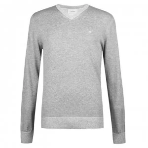 Image of Calvin Klein Cotton V Neck Jumper - Mid Grey Htr