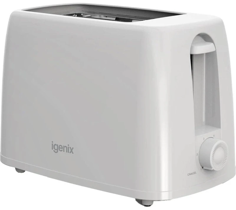 Image of Igenix Igt0245W 2 Slice Toaster, 650W Power, 6 Browning Levels, Cancel Function, Crumb Tray, Automatic Pop-Up, Cord Storage White