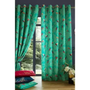 Image of Sara Miller Green Birds Lined Eyelet Curtains