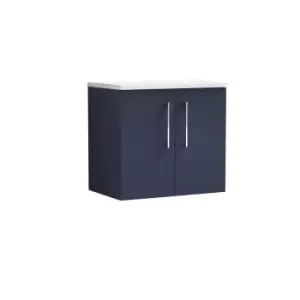 Image of Nuie Arno 600mm Wall Hung 2 Door Vanity & Sparkling White Laminate Top Electric Blue