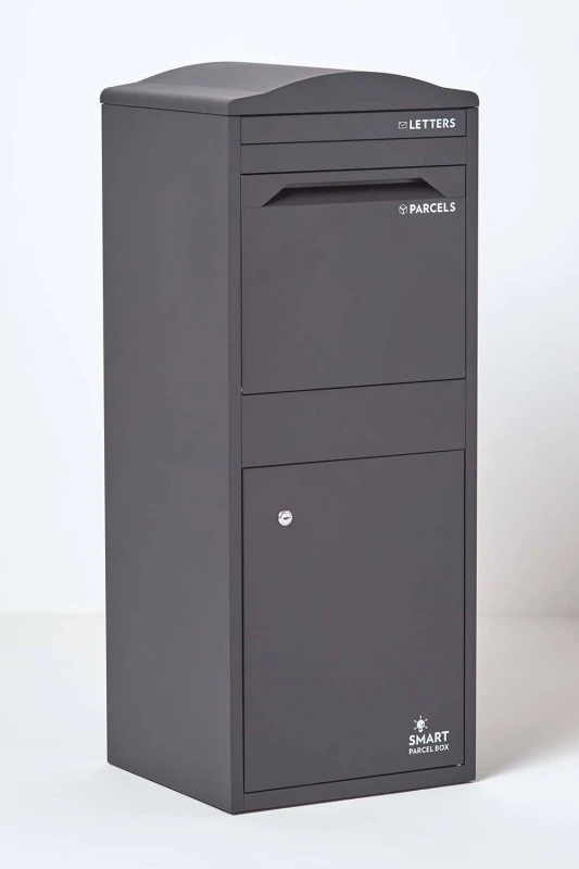 Image of Homescapes Smart Parcel Box Large Curved Top Front Access Secure Delivery Box in Grey Grey Unisex