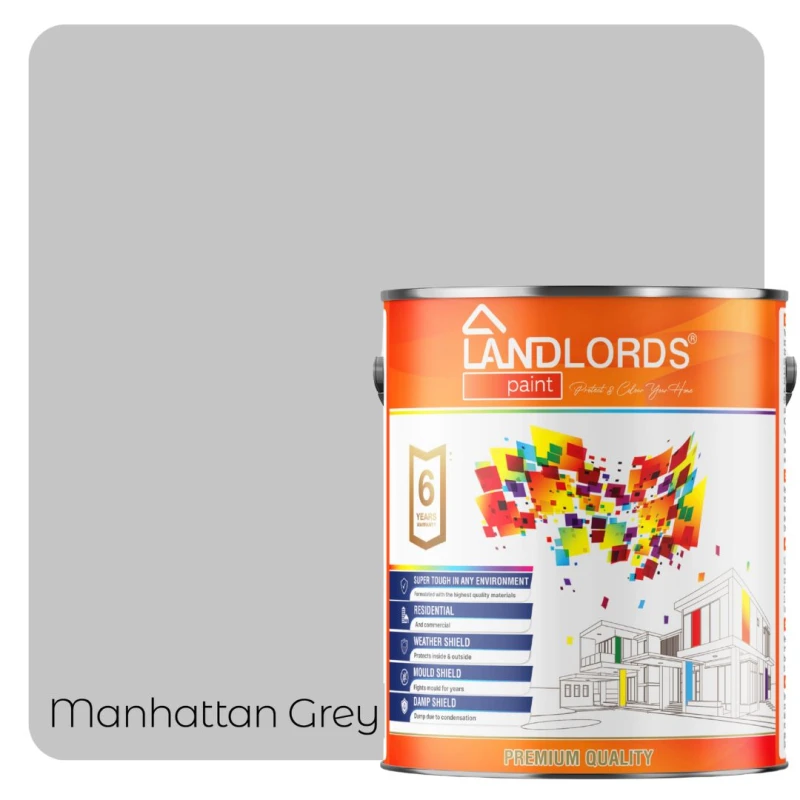 Image of Landlords Paint - Matt Paint - Smooth Matt Finish For Walls & Ceilings - Manhattan Grey - 2.5L