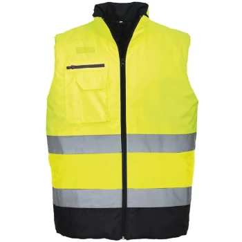 Image of Portwest S267YNRS - sz S Hi-Vis Two Tone Bodywarmer - Yellow/Navy