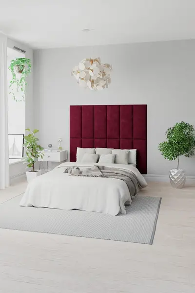 Image of Aspire EasyMount Wall Mounted Upholstered Panels, Modular DIY Headboard in Kimiyo Linen Fabric (Pack of 4) Charcoal