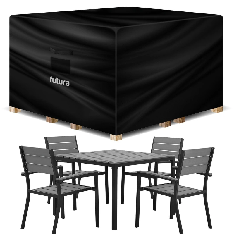 Image of Futura Premium 600D Square 250 x 250 x 90cm Waterproof Garden Furniture Cover, Outdoor Patio Weatherproof Rattan Sofa Guard Cover Black Unisex 250 x 2