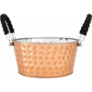 Image of Large Copper Finish Party Bucket/ Wine Cooler Ice Buckets For Chilling And Cooling Wine Modern And Stylish Copper Finish Rope Handle Wine Chiller 33