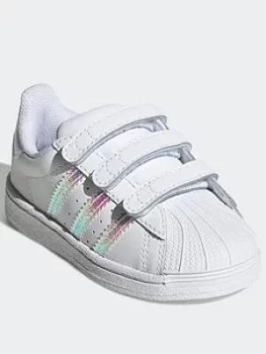 Image of adidas Originals Superstar Shoes, White/White/White, Size 7