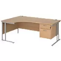 Image of Dams International Left Hand Ergonomic Desk MC18ELP2SB 1,800 x 1,200 x 725 x 800 - 990 mm