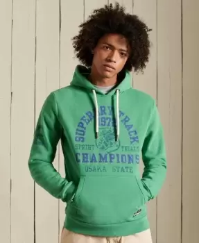 Image of Superdry Mens Track & Field Hoodie Green / Oregon Green Marl - Size: M