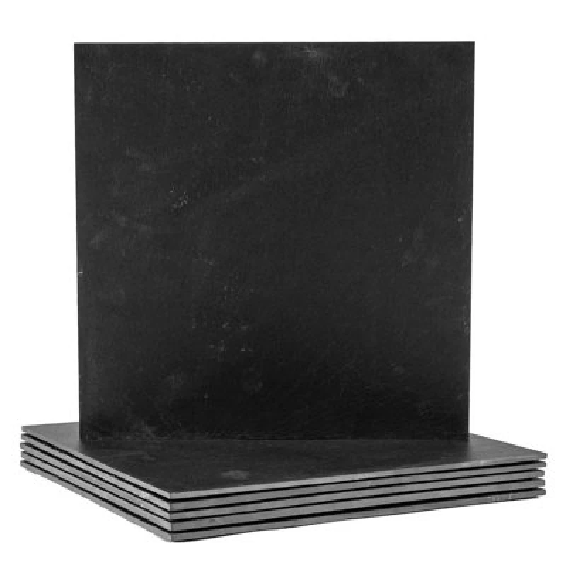 Image of Argon Tableware 6X Linea Slate Placemats - 33Cm - Square Natural Stone Smooth Edge Slate Dinner Mats Dinnerware Plate Placemats