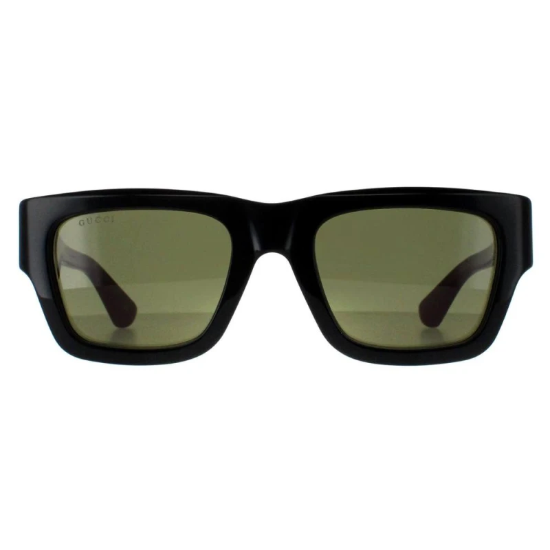 Image of Gucci Mens Square Black with Green & Red Green GG1668S Black Male One Size