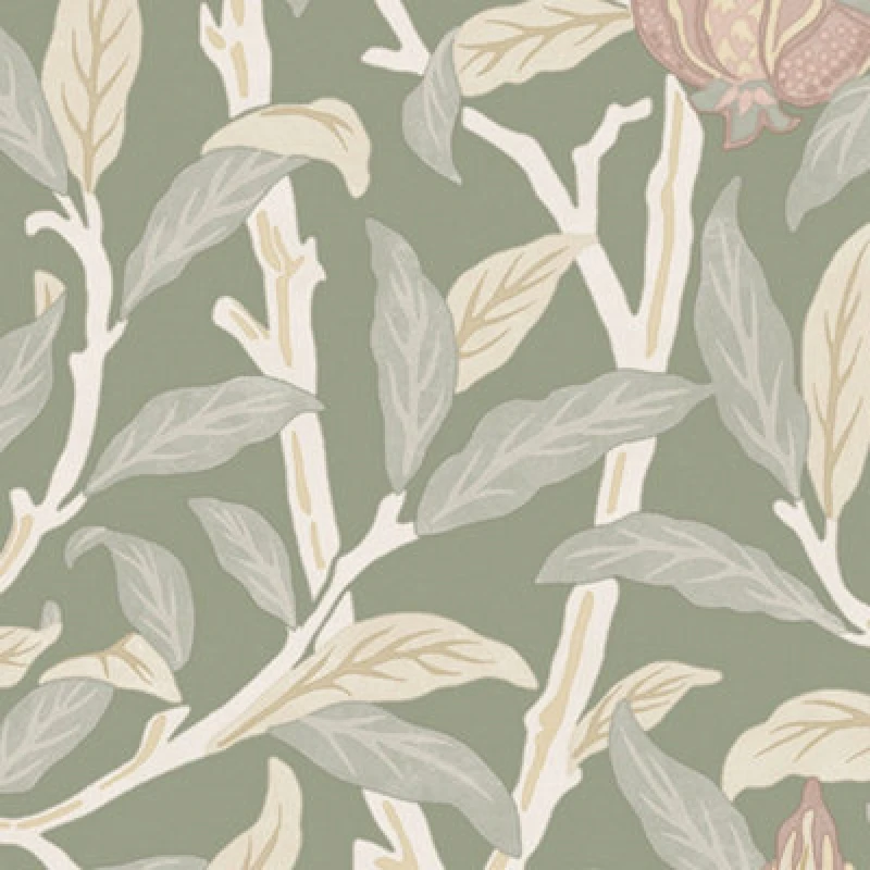 Image of William Morris At Home Bird & Pomegranate Rose Garden Wallpaper