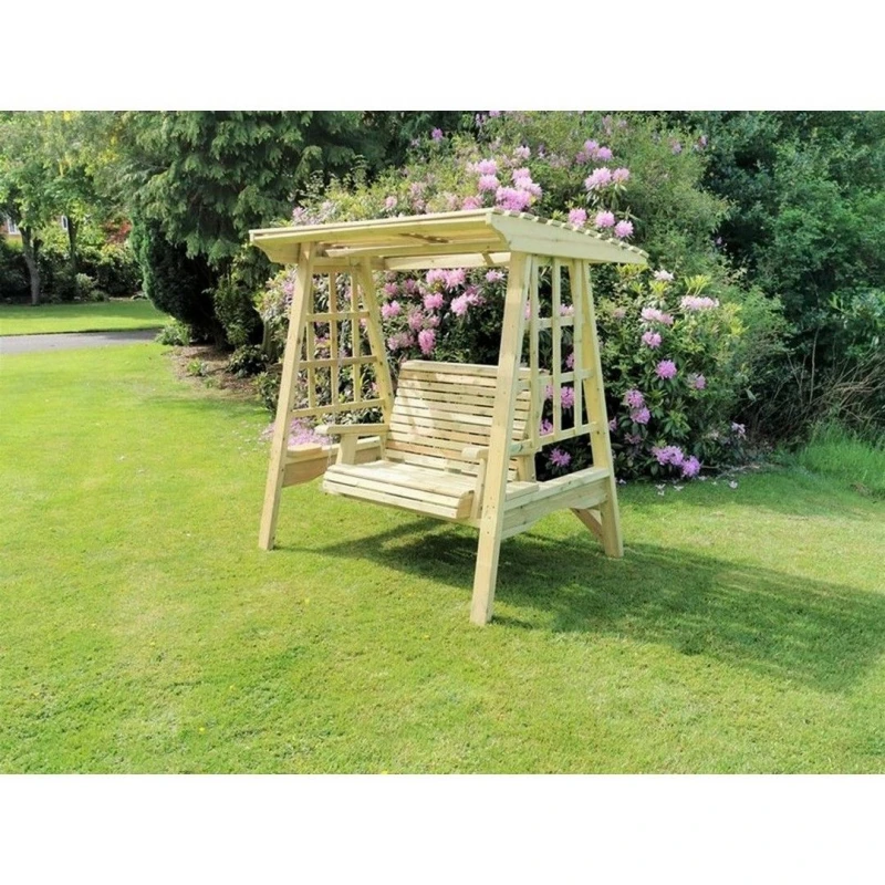 Image of Churnet Valley Garden Furniture Ltd Antoinette 2 Swing Seat - Min. Assembly Required - Set of Cushions Inc in Brown Brown Unisex