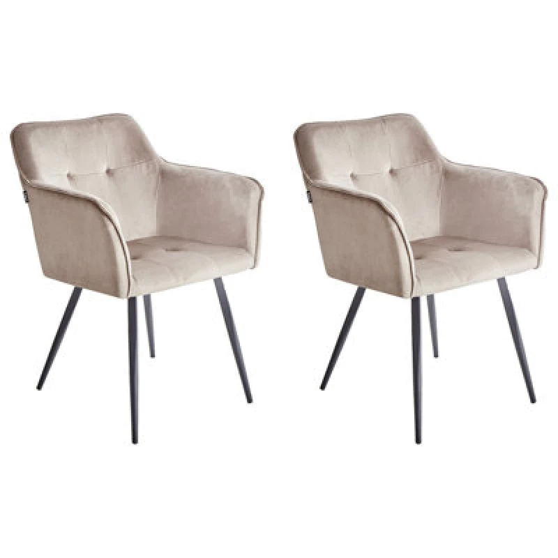 Image of Beliani Set Of 2 Dining Chairs Jasmin Velvet Taupe