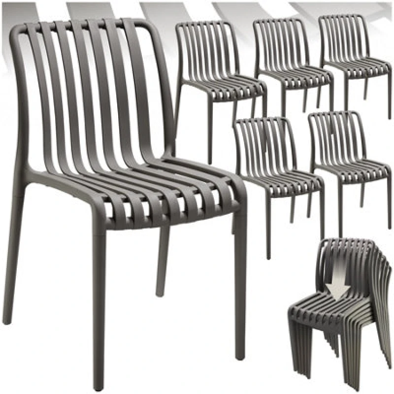 Image of Tectake Garden Chairs Alcudia - Durable, Stackable And Weather-Resistant - Anthracite - Set Of 6