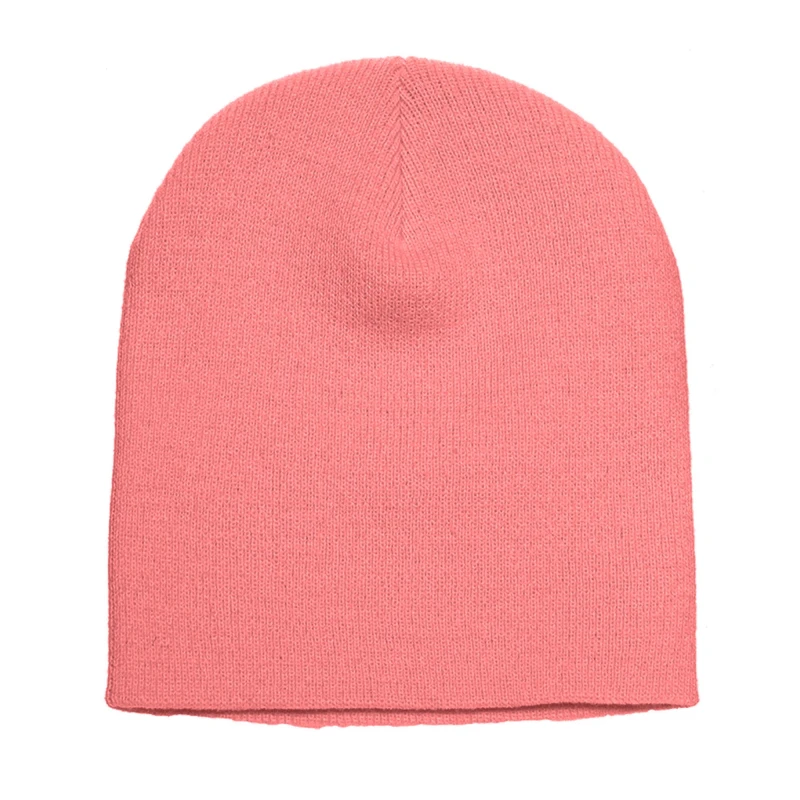 Image of Yupoong Mens Flexfit Heavyweight Standard Beanie Winter Hat in Coral Male One Size