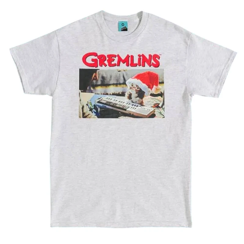 Image of Gremlins Mens Gizmo Christmas T-Shirt in Grey Size: 2XL Grey Male 2XL