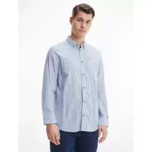 Image of Striped Cotton/Linen Shirt in Regular Fit
