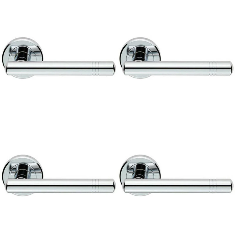 Image of Loops 4x PAIR Round T Bar Handle with Ringed Design Concealed Fix Polished Chrome Multi