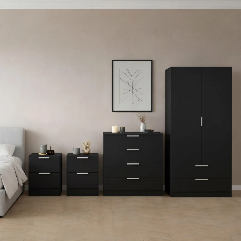 Image of Lassic Vida Designs Trega 4 Piece Bedroom Set 2 Black unisex 4 Piece