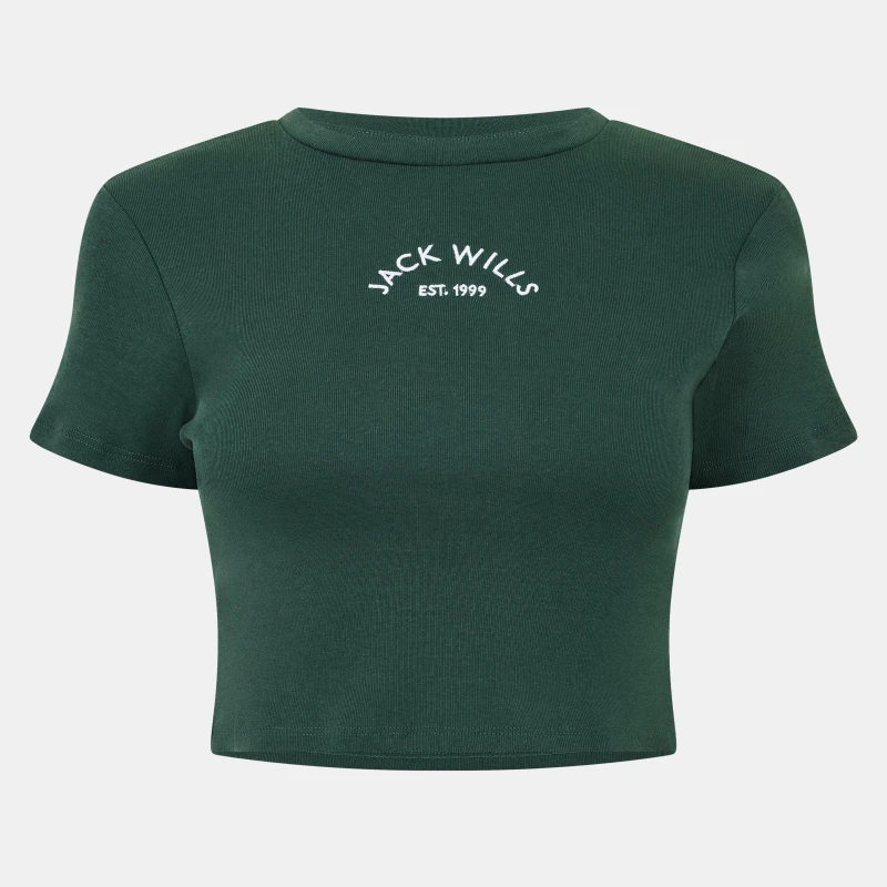 Image of Jack Wills Cropped Baby T-Shirt - Green Green 6