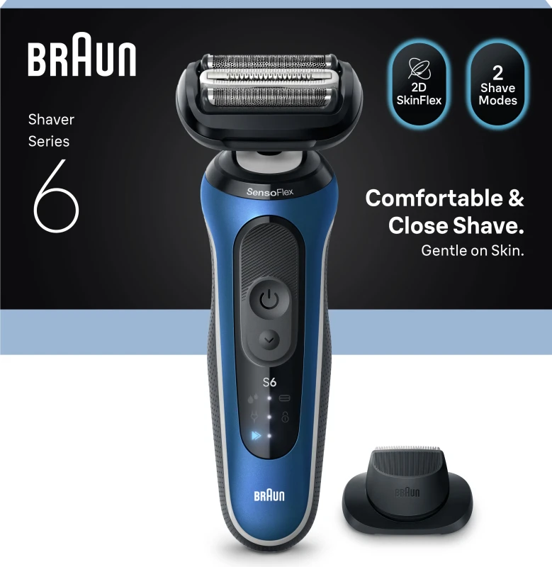 Image of BRAUN Series 6 BRA62-B1200S Wet & Dry Shaver - Blue 8700216644075
