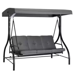 Image of Outsunny 3 Seater Canopy Swing Chair Porch Hammock Bed Rocking Bench - Dark Grey