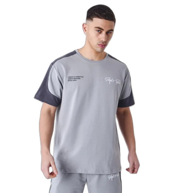 Image of Project X Paris Two-tone T-Shirt Project X Paris Gris Male XS