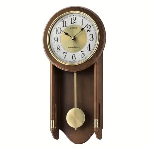 Image of Seiko QXH073B Westminster/Whittington Dual Chime Wall Clock with Pendulam - Dark Brown