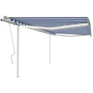 Image of Vidaxl - Manual Retractable Awning with LED 4.5x3.5 m Blue and White Blue