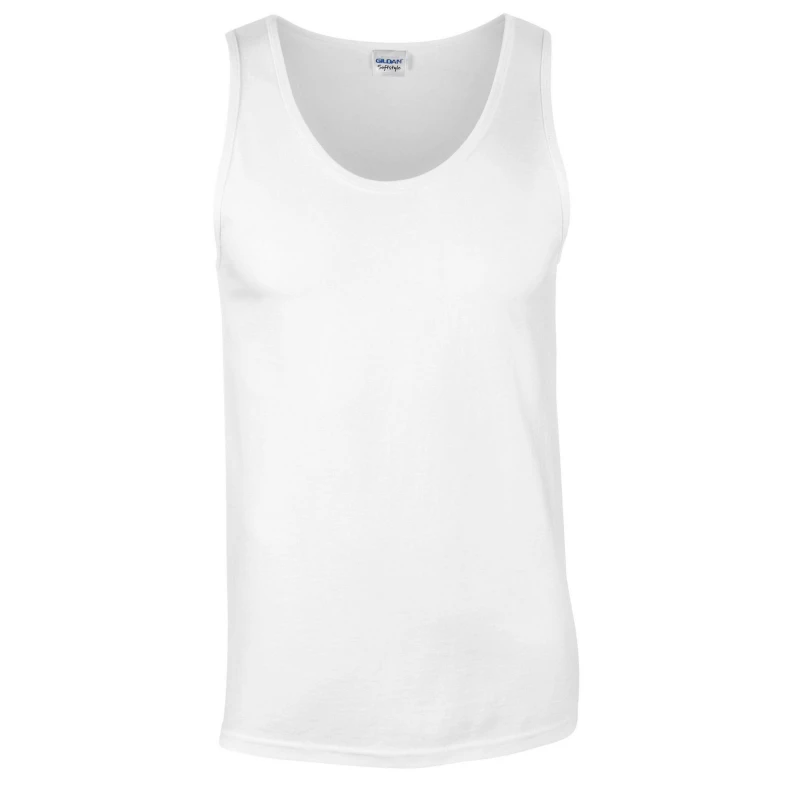 Image of Gildan Plain Soft Tank Top White male